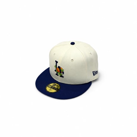 USA買付 NEW ERA 59FIFTY LA DODGERS ORANGE EMBROIDERY CAP / CREAM × BLUE NE-137