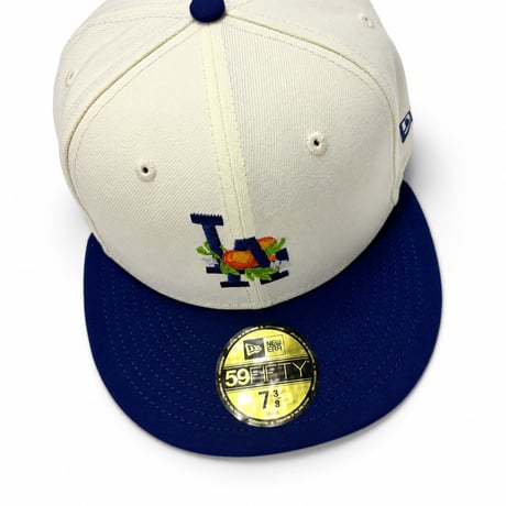USA買付 NEW ERA 59FIFTY LA DODGERS ORANGE EMBROIDERY CAP / CREAM × BLUE NE-137