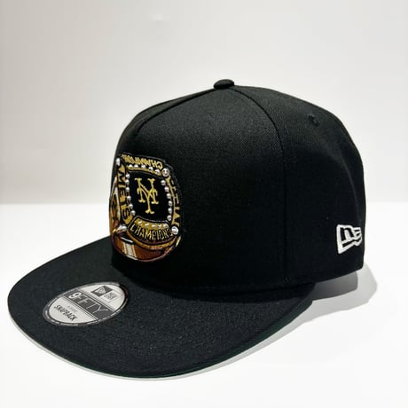 USA買付 NEW ERA 9FIFTY A-FRAME NEW YORK METS CHAMPIONS RING RHINESTONE SNAPBACK CAP BLACK　 NE-98