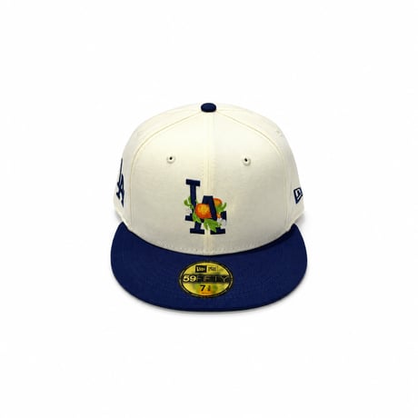 USA買付 NEW ERA 59FIFTY LA DODGERS ORANGE EMBROIDERY CAP / CREAM × BLUE NE-137