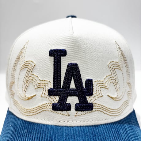 USA買付　NEW ERA 9FORTY A-FRAME LOS ANGELES DODGERS WESTERN STITCH SNAPBACK / STONE × NAVY　NE-119