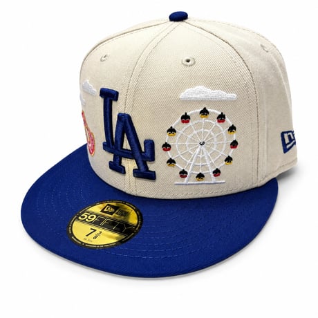 USA買付 NEW ERA 59FIFTY LOS ANGELES DODGERS AMUSEMENT PARK ICON FITTED CAP / CREAM × ROYAL BLUE NE-136