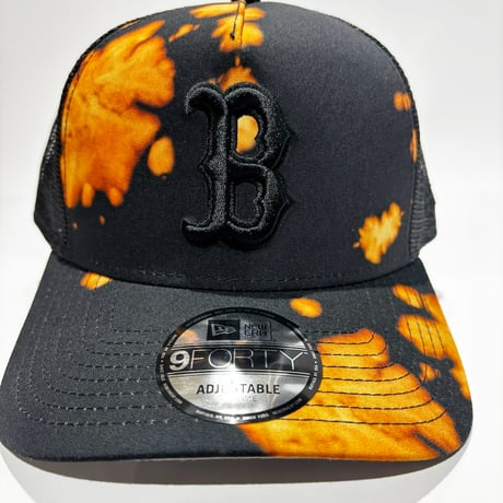 USA買付　USA買付 NEW ERA Boston Red Sox 9FORTY A-Frame Bleach Print Trucker Cap – Black/Orange　 NE-55
