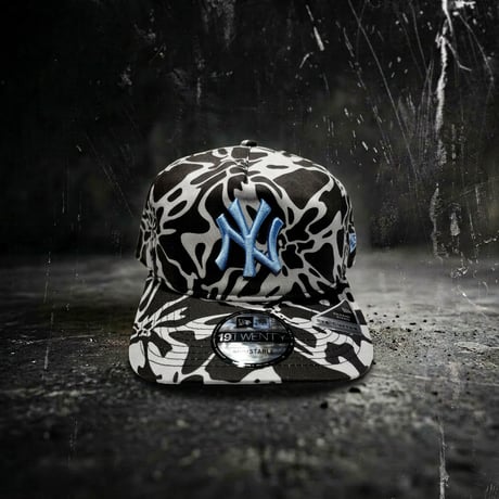 USA買付　NEW YORK YANKEES 19TWENTY ABSTRACT CAMO CAP – BLACK / WHITE / LIGHT BLUE　 NE-76