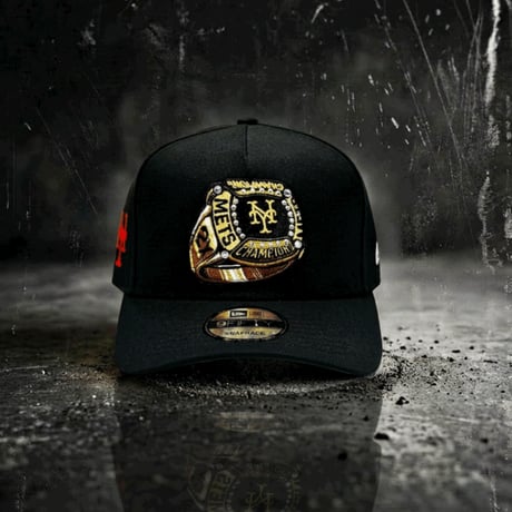 USA買付 NEW ERA 9FIFTY A-FRAME NEW YORK METS CHAMPIONS RING RHINESTONE SNAPBACK CAP BLACK　 NE-98