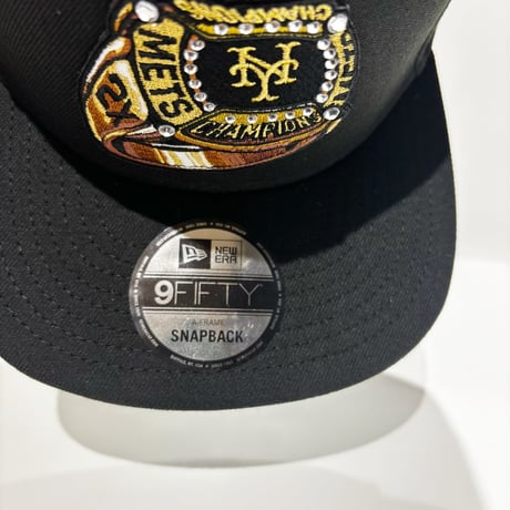 USA買付 NEW ERA 9FIFTY A-FRAME NEW YORK METS CHAMPIONS RING RHINESTONE SNAPBACK CAP BLACK　 NE-98