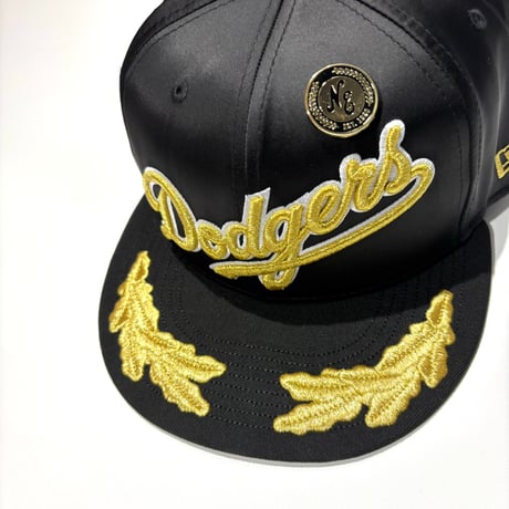 USA買付 NEW ERA 59FIFTY LOS ANGELES DODGERS GOLD SCRIPT LAUREL FITTED CAP / BLACK × GOLD NE-135