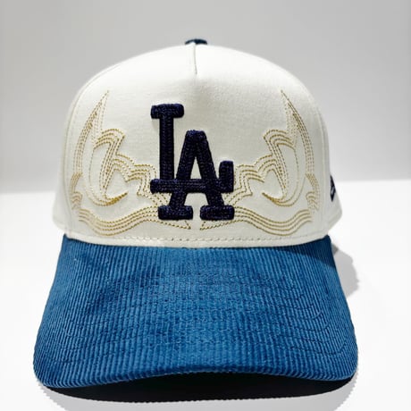 USA買付　NEW ERA 9FORTY A-FRAME LOS ANGELES DODGERS WESTERN STITCH SNAPBACK / STONE × NAVY　NE-119