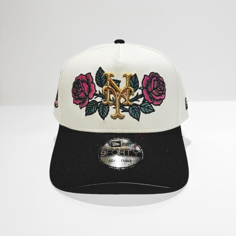 USA買付   NEW YORK METS  “ROSE CHROME” 1969 WORLD SERIES SNAPBACK CAP - CREAM / BLACK　NE-89