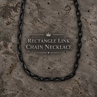 BLACK RECTANGLE LINK CHAIN NECKLACE NK-02