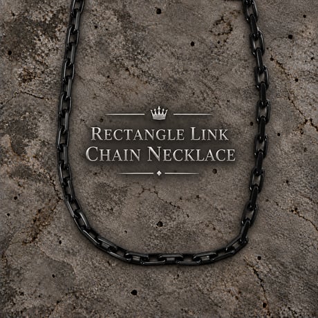 BLACK RECTANGLE LINK CHAIN NECKLACE NK-02