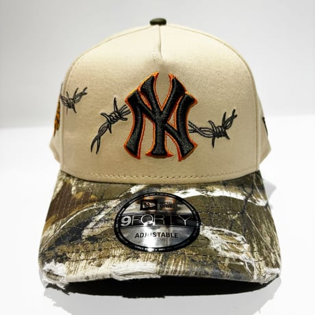 USA買付　NEW ERA New York Yankees Visor Distress Camel 9FORTY A-Frame Cap NE-83