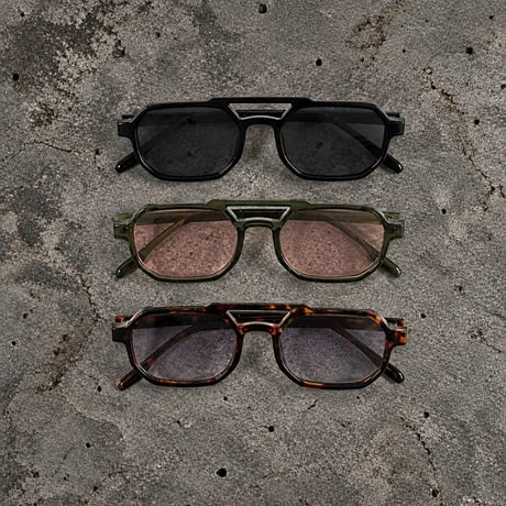 OLD SCHOOL DOUBLE BRIDGE SQUARE SUNGLASSES SG-01