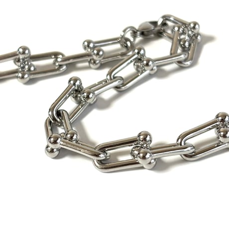 BALL DETAIL RECTANGLE LINK CHAIN NECKLACE / NK-01