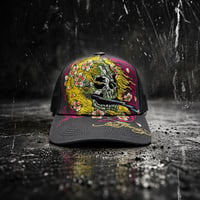 USA買付 ED HARDY SKULL BLOSSOM TRUCKER MESH CAP CHARCOAL US-45