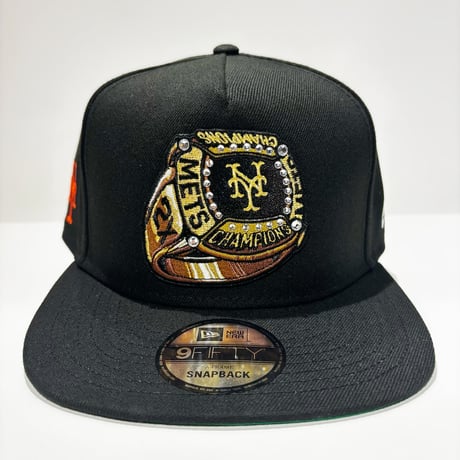 USA買付 NEW ERA 9FIFTY A-FRAME NEW YORK METS CHAMPIONS RING RHINESTONE SNAPBACK CAP BLACK　 NE-98