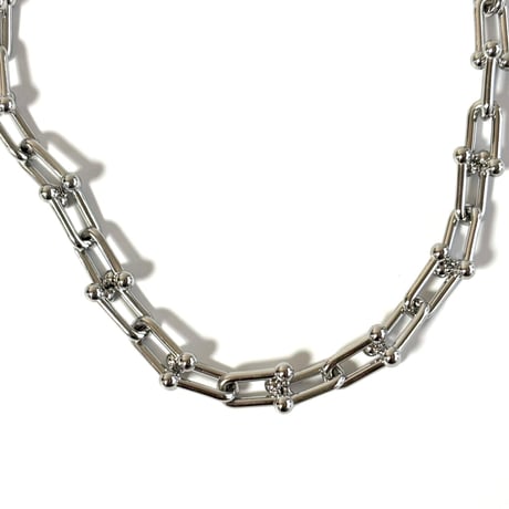 BALL DETAIL RECTANGLE LINK CHAIN NECKLACE / NK-01