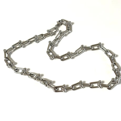 BALL DETAIL RECTANGLE LINK CHAIN NECKLACE / NK-01