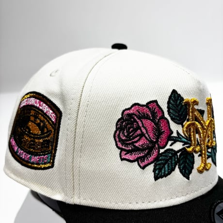 USA買付   NEW YORK METS  “ROSE CHROME” 1969 WORLD SERIES SNAPBACK CAP - CREAM / BLACK　NE-89