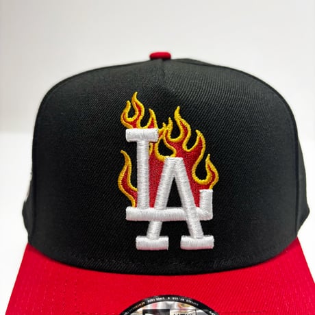 USA買付 NEW ERA  LA FLAME LOGO 100TH ANNIVERSARY SNAPBACK CAP BLACK / RED　 NE-99