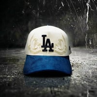 USA買付　NEW ERA 9FORTY A-FRAME LOS ANGELES DODGERS WESTERN STITCH SNAPBACK / STONE × NAVY　NE-119