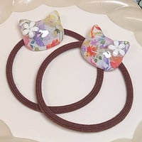 リバティにゃんこのヘアゴム（オレンジ系）
