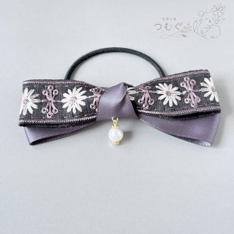 インド刺繍リボンのヘアゴム