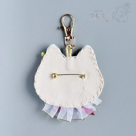【猫の日限定！】インド刺繍リボンの猫キーホルダー