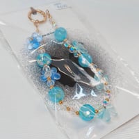アクリルビーズストラップブルー