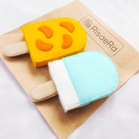 フェルトままごとアイスキャンディー（ソーダ×みかん）