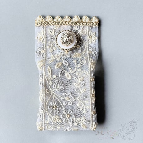 インド刺繡リボンのミニポーチ