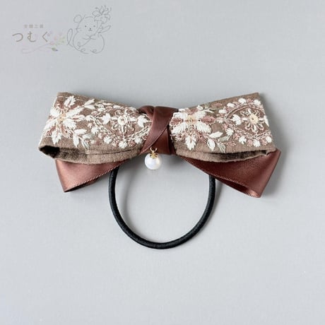 インド刺繍リボンのヘアゴム