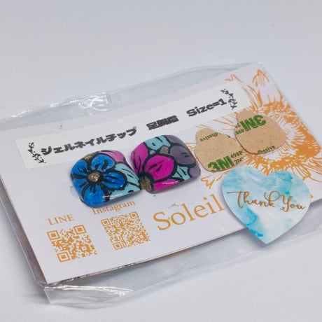 フット親指ネイルチップ　size1 花柄