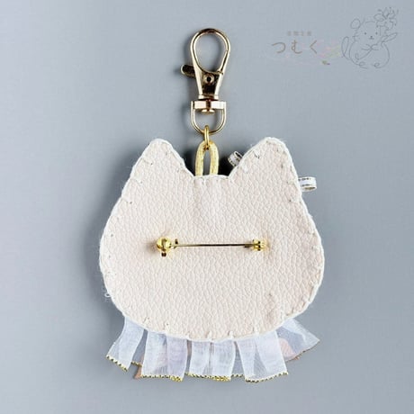【猫の日限定！】インド刺繍リボンの猫キーホルダー