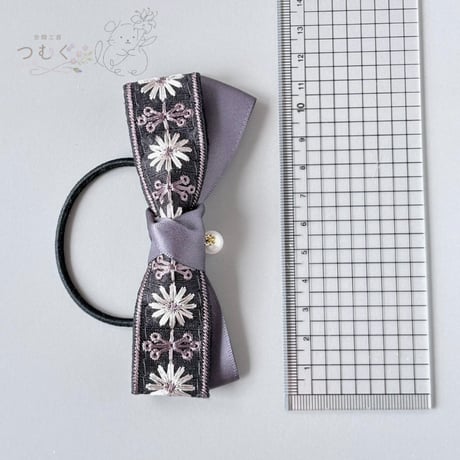 インド刺繍リボンのヘアゴム