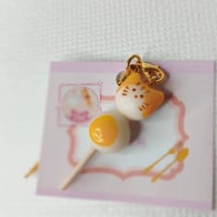 みたらし団子猫のストラップ（二玉団子）