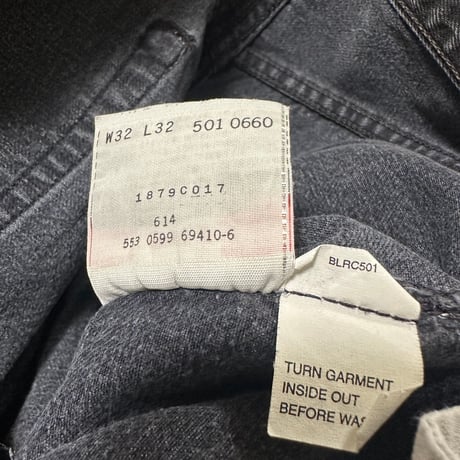 90s USA製 Levi’s 501 ブラックデニム W32 L32（実寸W30相当）ボタン裏553