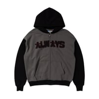 ALWAYS HUMAN APPLIQUE ZIP UP HOODIE BLACK
