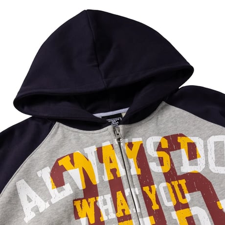 ALWAYS JERSEY RAGLAN ZIP UP HOODIE HEATHER GREY