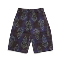 PARIA FARZANEH FLOCKPLEAT SHORTS NAVY / GREEN