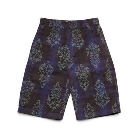 PARIA FARZANEH FLOCKPLEAT SHORTS NAVY / GREEN