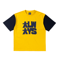 ALWAYS HUMAN TEE YELLOW / NAVY