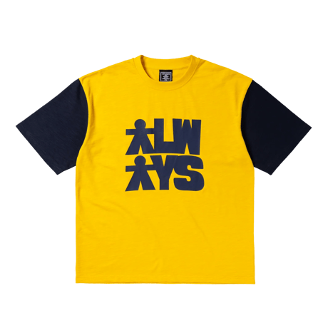 ALWAYS HUMAN TEE YELLOW / NAVY