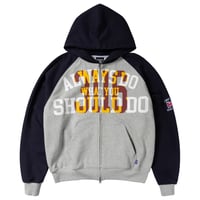 ALWAYS JERSEY RAGLAN ZIP UP HOODIE HEATHER GREY