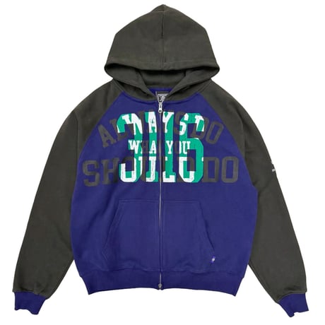 ALWAYS JERSEY RAGLAN ZIP UP HOODIE HEATHER NAVY