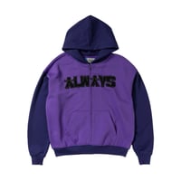ALWAYS HUMAN APPLIQUE ZIP UP HOODIE PURPLE