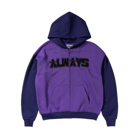 ALWAYS HUMAN APPLIQUE ZIP UP HOODIE PURPLE