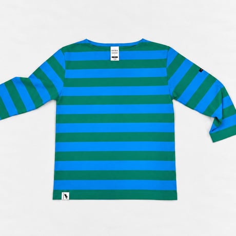 JINA CLASSICA G.F.G.S 別注ボーダーTシャツ Boat-neck/regular weight (ターコイズ×グリーン)