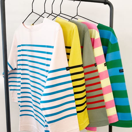 JINA CLASSICA G.F.G.S 別注ボーダーTシャツ Naval/regular weight (コスモス×ターコイズ)