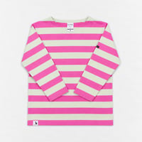 JINA CLASSICA G.F.G.S 別注ボーダーTシャツ Boat-neck/regular weight (グリーンアップル×ピンク)